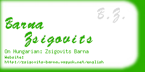 barna zsigovits business card